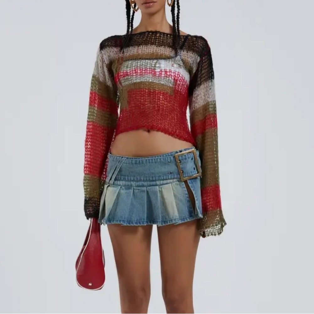 Jaded London Mercer Backless Shredded Knit